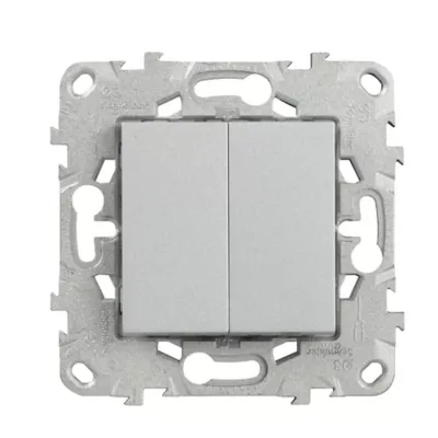 Interrupteur va-et-vient + poussoir 10A Schneider Electric Unica Déco aluminium