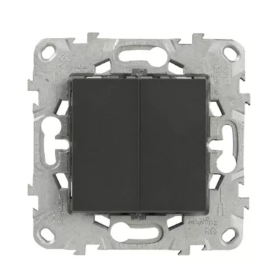 Interrupteur va-et-vient + poussoir 10A Schneider Electric Unica Déco anthracite