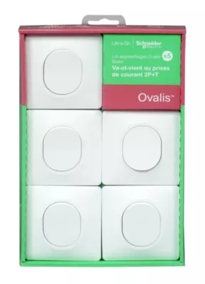 Interrupteur va-et-vient complet Schneider Electric Ovalis blanc, lot de 5