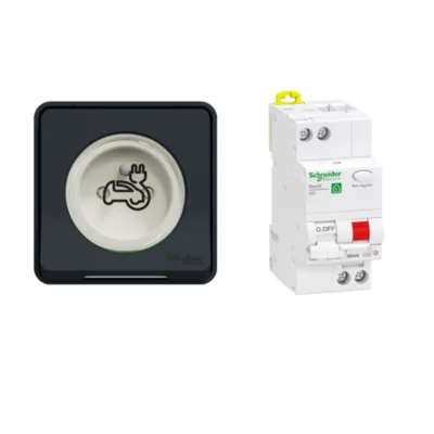 Kit Mureva Styl - Protection + Prise courant 2 pôle+terre renforcée VE IP55 IK08 Gris Schneider Electric