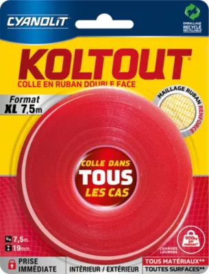 Ruban colle Koltout extra fin h. 19 mm x l. 7.5 m