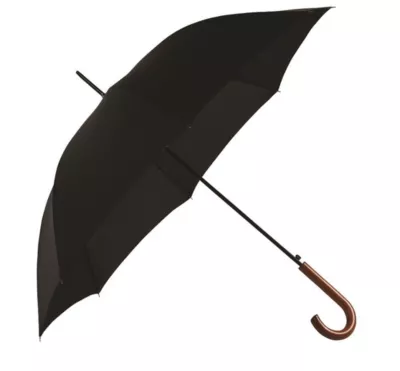 Parapluie canne long ouverture automatique bois et noir