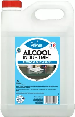 Alcool industriel nettoyant multi-usages 95° Phebus 5L