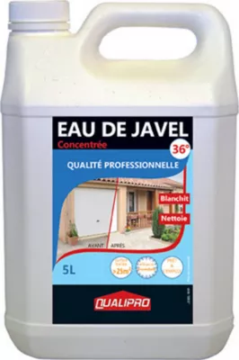 Eau de javel concentrée 9,6% 36° qualité professionnelle Qualipro 5L