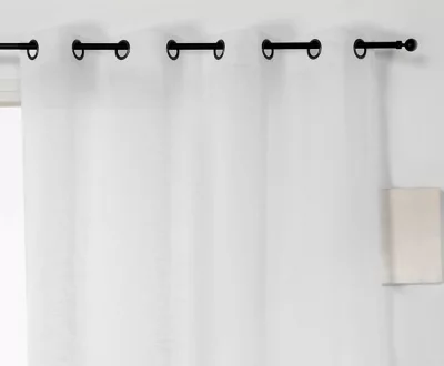 Voilage blanc à oeillets l.140 x H.240 cm en lin et polyester, Véronica