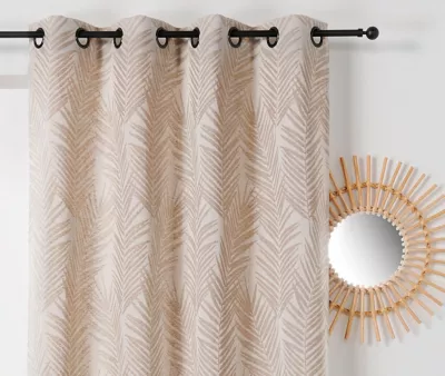 Rideau tamisant à œillets Tasmanie beige lin l.140 x H.240cm Linder