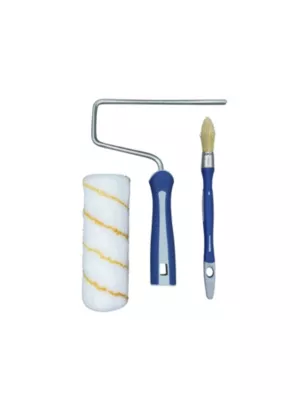 Lot rouleau manchon avec pinceau à rechampir pour peinture mat L.180mm Savy