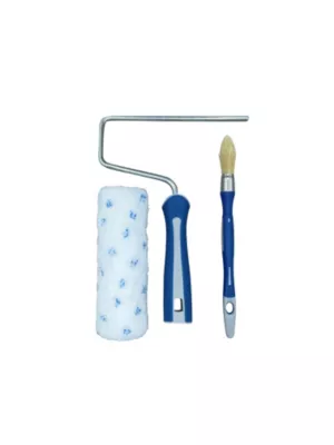Lot rouleau manchon avec pinceau à rechampir pour peinture satin L.180mm Savy