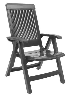 Fauteuil de jardin pliant Grosfillex Fidji 3 en résine de synthèse - Coloris anthracite - Hauteur 107 cm