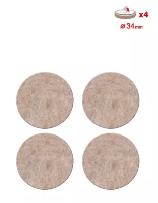 Patin feutre laine adhésif Scotch ø34 mm, lot de 4
