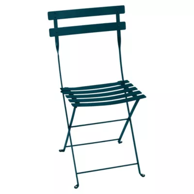 Chaise de jardin pliante Fermob Bistro en métal - Coloris bleu acapulco - Hauteur 82 cm