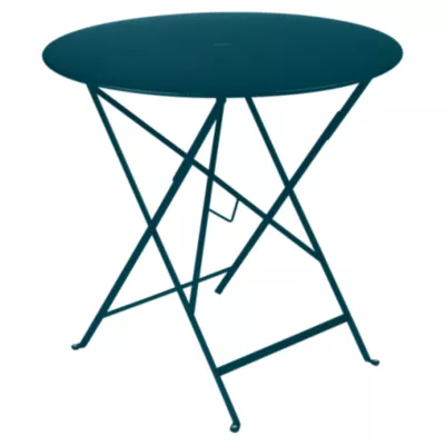 Table de jardin pliante Fermob Bistro en métal - Coloris bleu acapulco - Ø.77 x H.74 cm