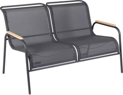 Banquette jardin 2 places Fermob Coolside acier gris carbone et teck l.134 x H.87 x P.77 cm, résistant UV