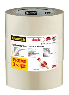 Image principale de Ruban de masquage Scotch 3M 50 m x 48 mm - 3 rouleaux