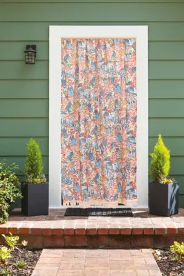 Moustiquaire de porte en coton feuillage multicouleurs L.225 x l.140cm Jardiline