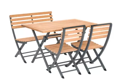 Ensemble table de jardin avec 4 chaises teck Jardiline Porto Rico
