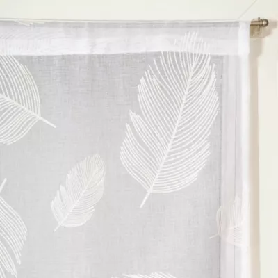 Paire de vitrage tamisant étamine passe-tringle imprimé gomme blanc L.160 x l.60cm Dylrev