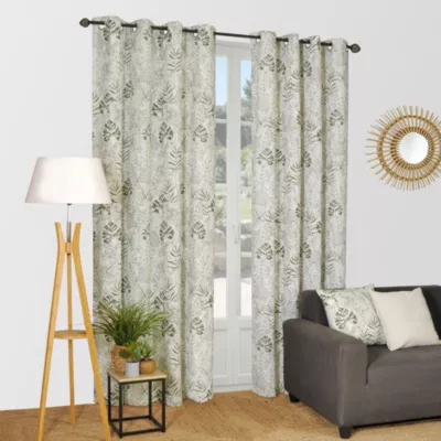 Voilage à œillets imprimé jungle vert L.240 x l.140cm Dylrev