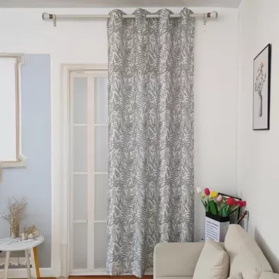 Voilage à œillets imprimé feuillage gris L.240 x l.140cm Dylrev