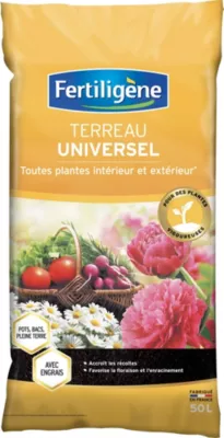 Terreau universel toutes plantes intérieur et extérieur Fertiligène 50L