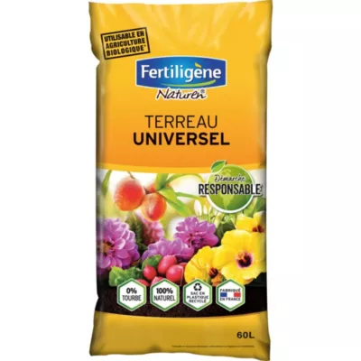 Terreau universel sans tourbe 60L Fertiligène