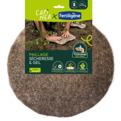 Paillage naturel anti-sécheresse et gel, 2 disques de Ø38,5 cm, Fertiligène Capinéa