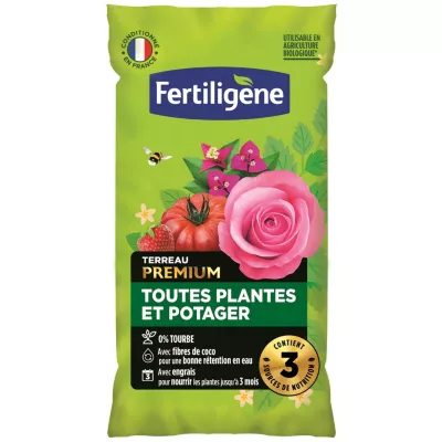 Terreau plantes et potager premium sans tourbe 20L Fertiligène