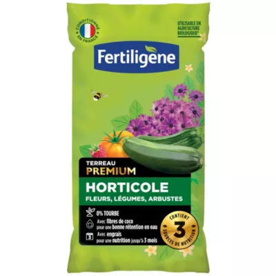 Terreau horticole premium sans tourbe 60L Fertiligène