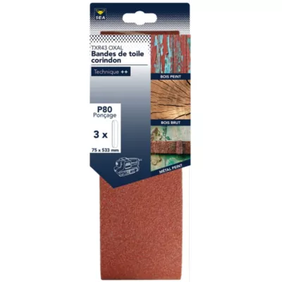 Bande abrasive pour ponçeuse grain 80 Sea L.53,3 x l.7,5 cm lot de 3 pièce(s)
