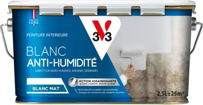Peinture anti-humidité assainissante intérieur blanc mat V33 2.5 L