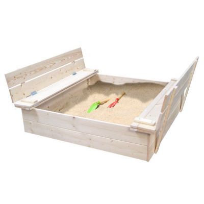 Bac à sable avec bancs rabattables en bois