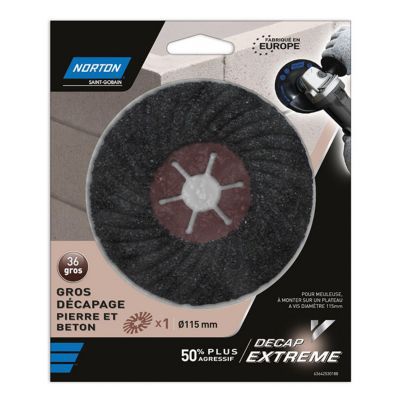 Disque meuleuse Decap Extrem matériaux Ø115mm Norton - Grain36