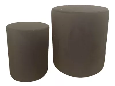 Lot 2 poufs encastrables rond Velvet gris