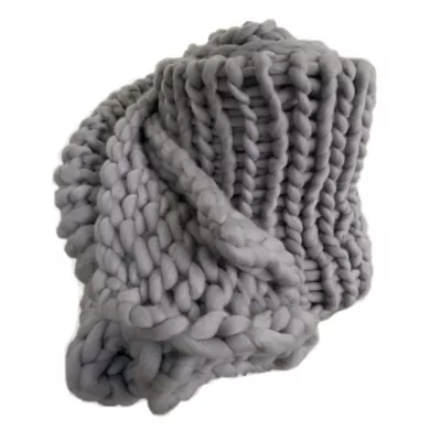 Plaid grosse maille cocon 150 x 200 cm gris