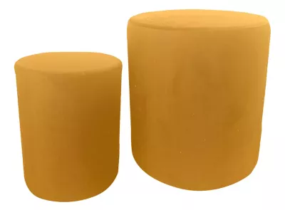 Lot 2 poufs encastrables rond Velvet jaune