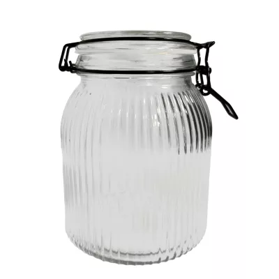 Bocal en verre strié avec couvercle 1,9 L Guy Levasseur