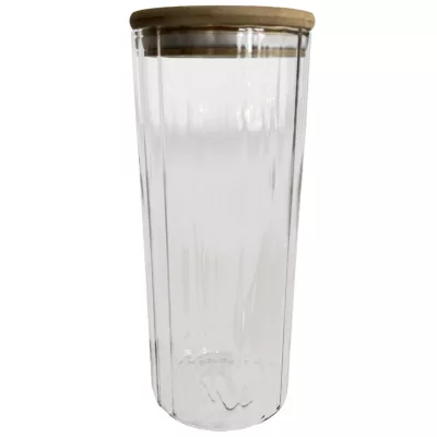 Bocal en verre strié avec couvercle en bambou 1,1 L Guy Levasseur