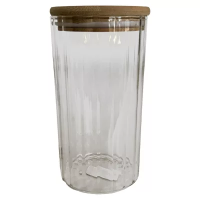 Bocal en verre strié avec couvercle en bambou 0,8 L Guy Levasseur