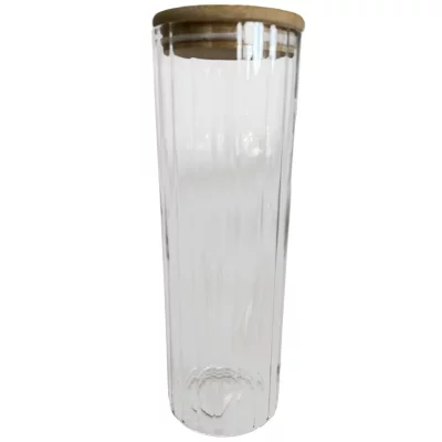 Bocal en verre strié avec couvercle en bambou 1,3 L Guy Levasseur