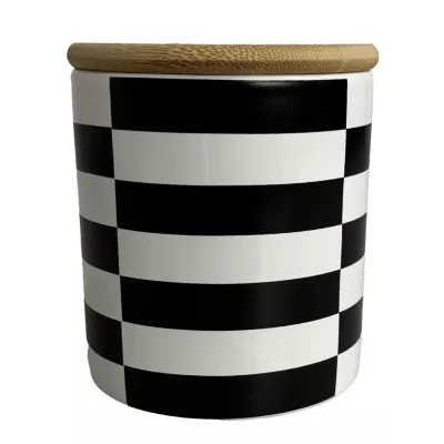 Bocal motif damier noir et blanc avec couvercle Guy Levasseur