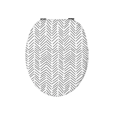 Abattant WC noir et blanc chevron en plastique thermodur à clipser avec frein de chute