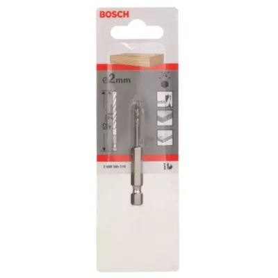 Foret bois (x1) - dimensions Ø.2 x L.62 mm - emmanchement hexagonal - Bosch