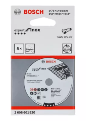 Image principale de Disque à tronçonner vendu par 5 Bosch inox 76 mm