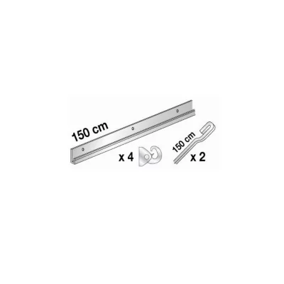 Kit cimaise en aluminium argenté 1m50.
