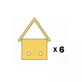 Attache triangulaire 16 mm avec 12 clous, coloris : Laiton vendue par 6 pièces
