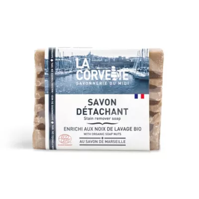 Savon de Marseille détachant enrichi aux noix de lavage bio La Corvette Savonnerie du midi 250g