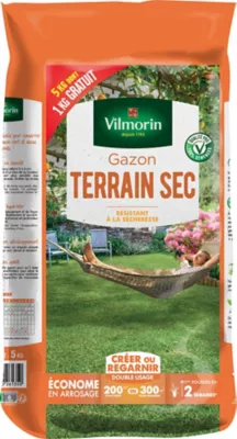 Gazon terrain sec pour jardin Vilmorin 5kg
