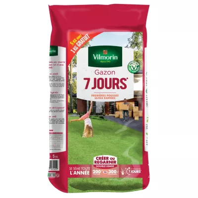 Graines de gazon 7 jours pousse rapide Vilmorin 5kg