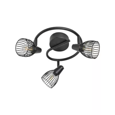 Plafonnier 3 spots Jaro E14 2x40W IP20 métal noir
