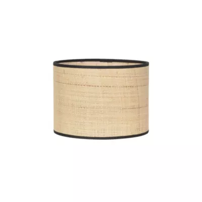 Abat-jour cylindre en rafia et tissu noir Ø30cm Corep